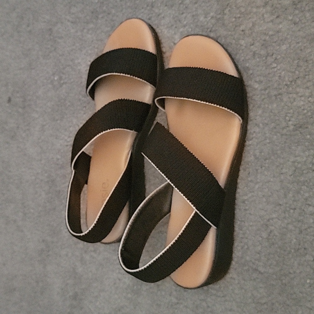 Black Wedge Sandals